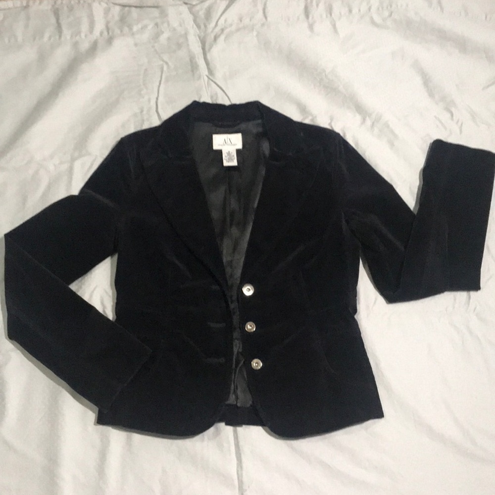 AX Armani Exchange black velvet blazer
